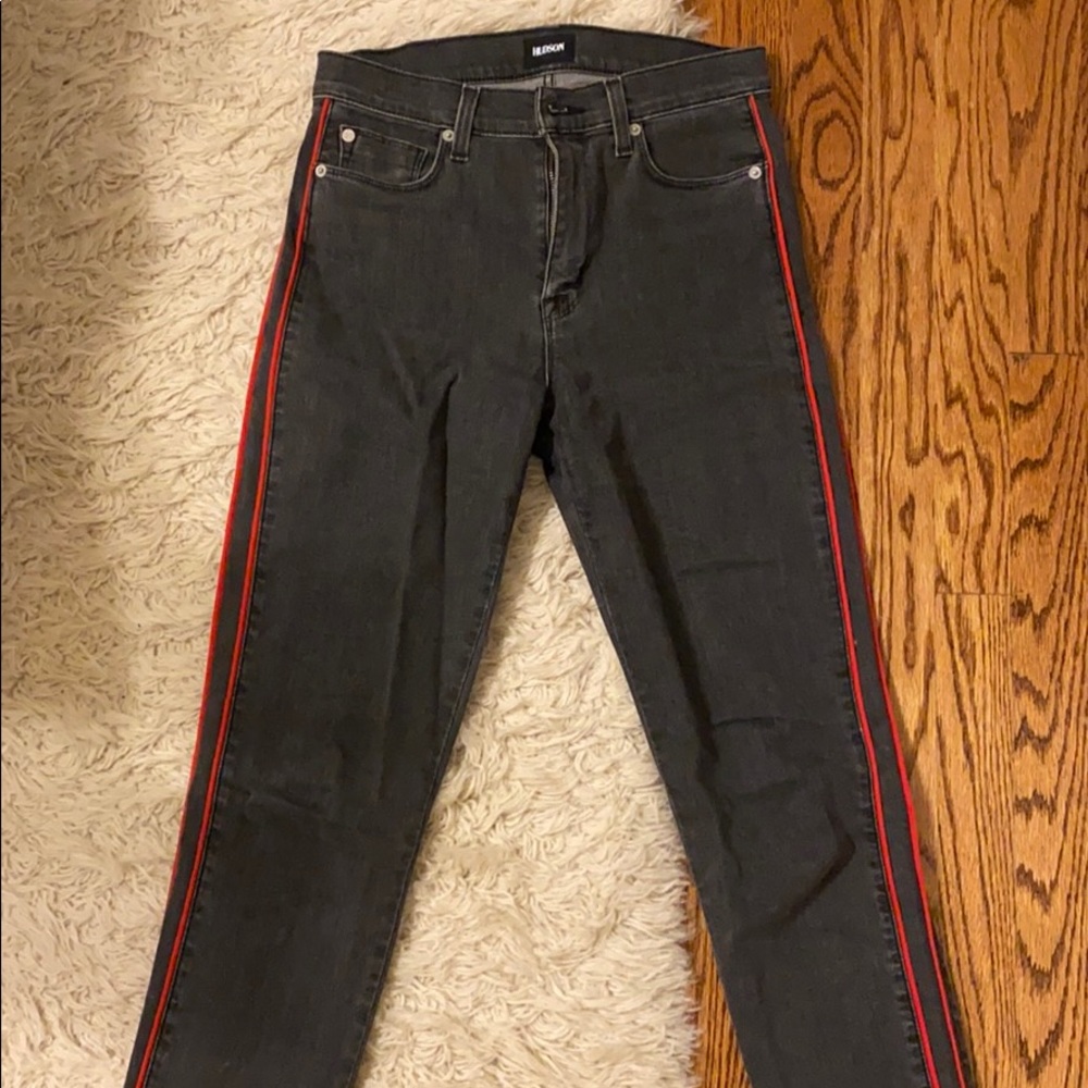 Hudson red tuxedo stripe Jeans